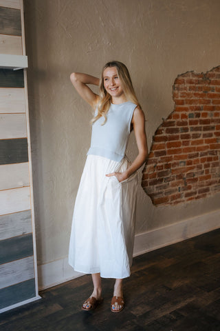 Charlotte Dress, Blue White *final sale