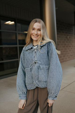 Quilted Tie Denim Jacket *final sale