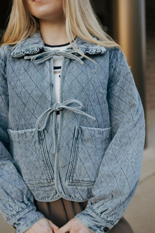 Quilted Tie Denim Jacket *final sale