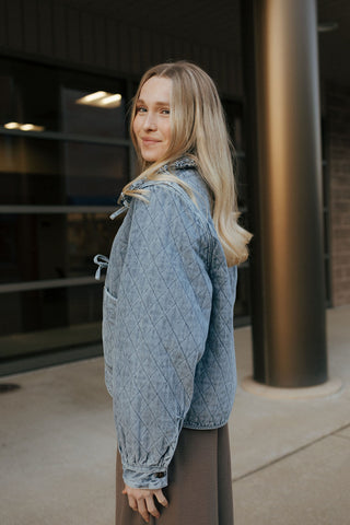Quilted Tie Denim Jacket *final sale