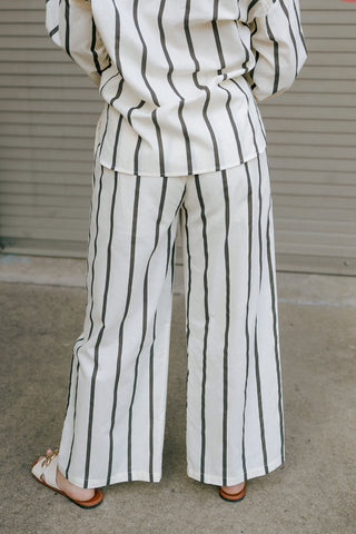Stripe Straight Leg Pants, Black