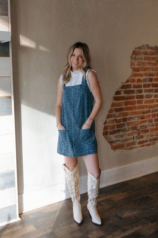 Denim Leopard Dress *final sale