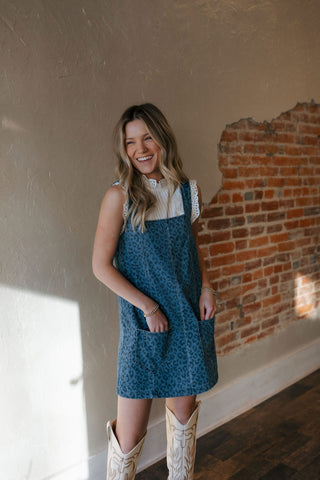 Denim Leopard Dress *final sale