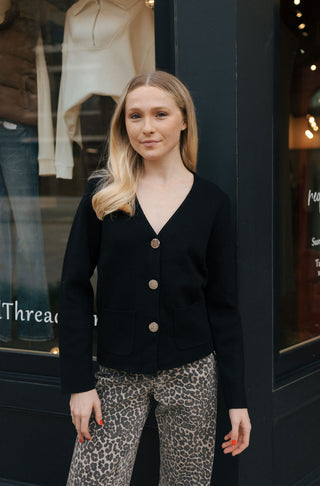 Button Up Cardigan, Black *final sale