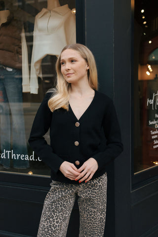 Button Up Cardigan, Black *final sale