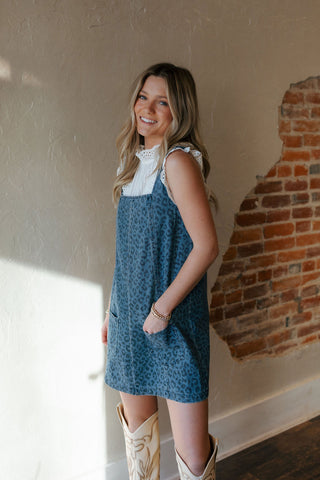 Denim Leopard Dress *final sale