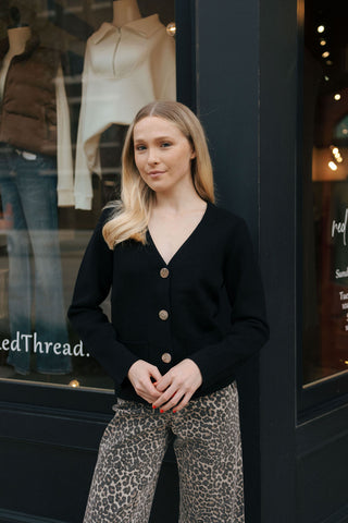 Button Up Cardigan, Black *final sale