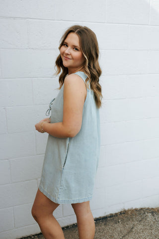 Tie Front Denim Romper