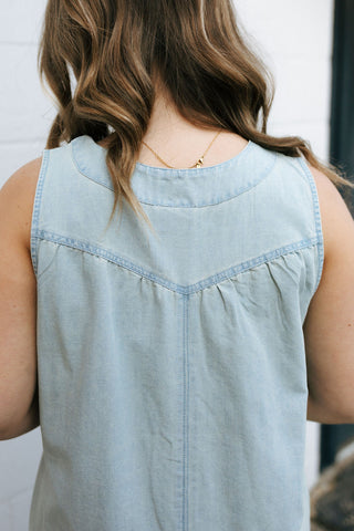 Tie Front Denim Romper