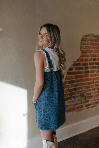 Denim Leopard Dress *final sale