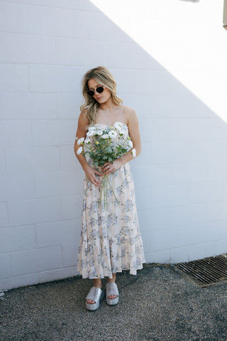 Lace Strapless Dress, Blush/Lavender