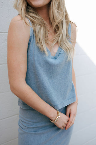 Sloane V Neck Denim Tank, Medium Indigo by Z Supply