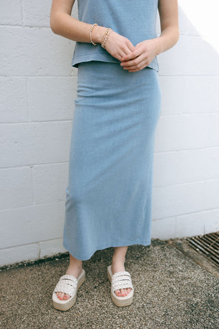 Gail Jersey Denim Midi Skirt, Medium Indigo by Z Supply