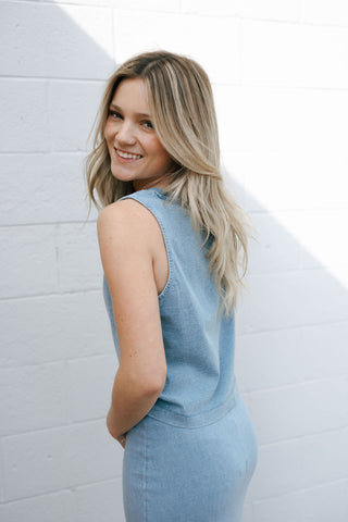Sloane V Neck Denim Tank, Medium Indigo by Z Supply