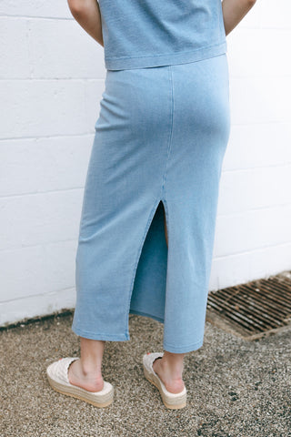 Gail Jersey Denim Midi Skirt, Medium Indigo by Z Supply