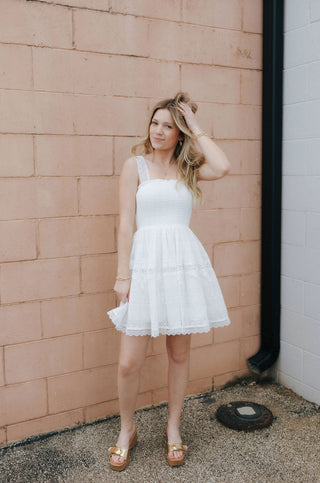 Eyelet Lace Mini Dress