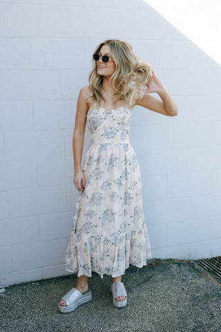 Lace Strapless Dress, Blush/Lavender