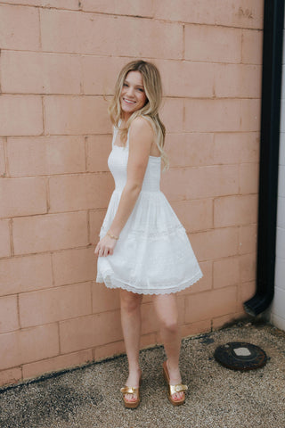 Eyelet Lace Mini Dress