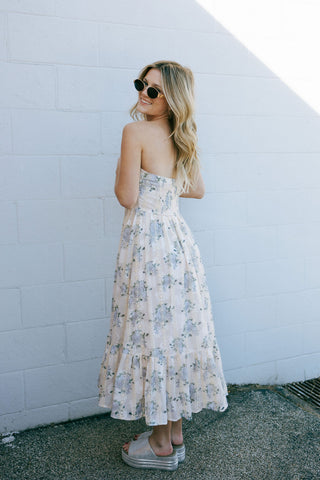 Lace Strapless Dress, Blush/Lavender