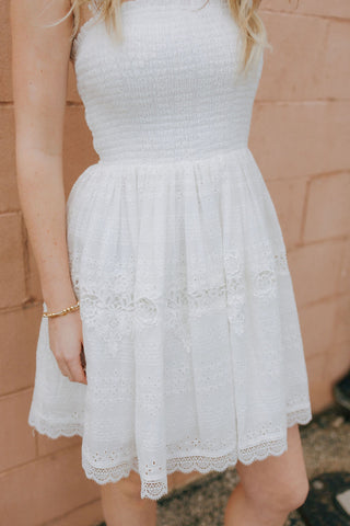 Eyelet Lace Mini Dress