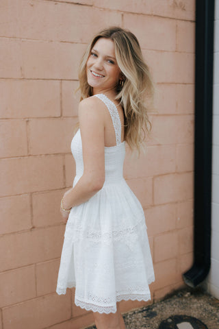 Eyelet Lace Mini Dress