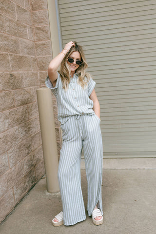 Verna Pants, Sage Stripe