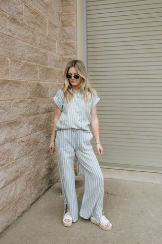 Verna Shirt, Sage Stripe