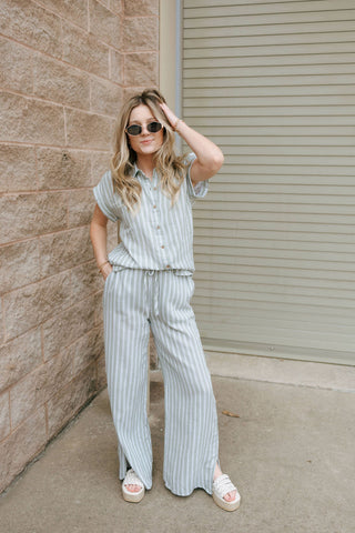 Verna Shirt, Sage Stripe