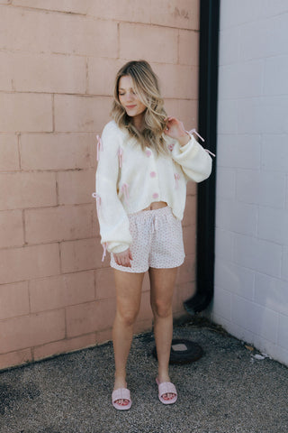 Bow Button Down Cardigan, Cream