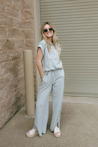 Verna Shirt, Sage Stripe