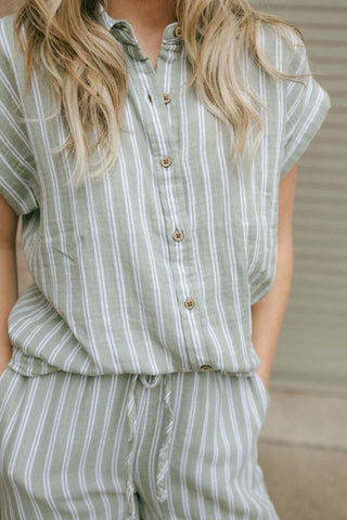 Verna Shirt, Sage Stripe