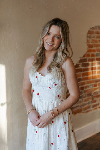 Red Floral Embroidered Dress *final sale