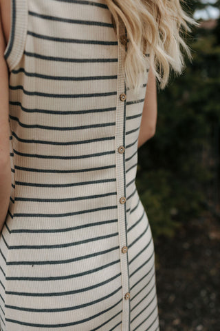 Stripe Knit Dress, Beige/Gray