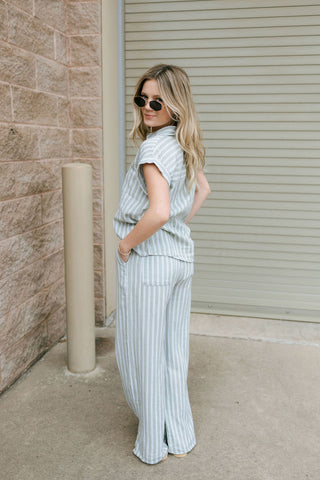 Verna Shirt, Sage Stripe