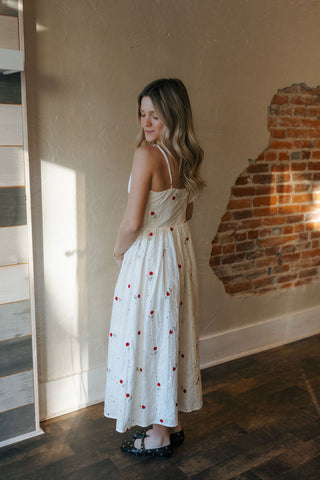 Red Floral Embroidered Dress *final sale