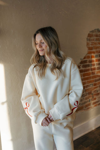Butter Color Bow Sweatshirt *final sale