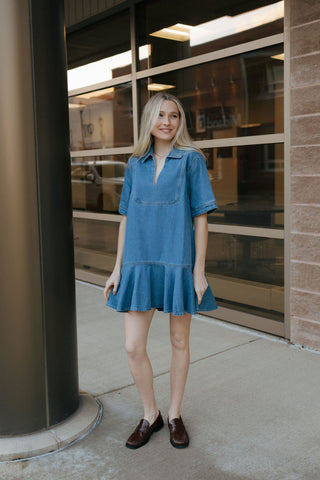 Ruffle Hem Denim Dress *final sale