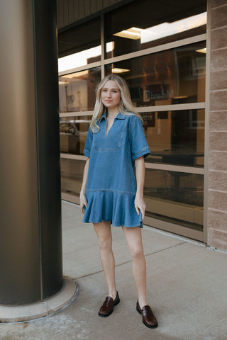 Ruffle Hem Denim Dress *final sale
