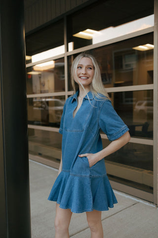 Ruffle Hem Denim Dress *final sale