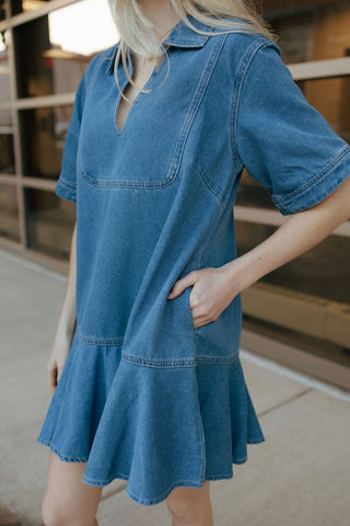 Ruffle Hem Denim Dress *final sale