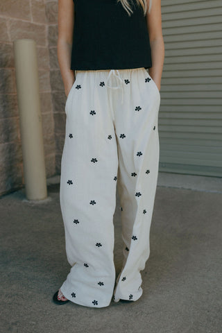 Embroidered Linen Pants