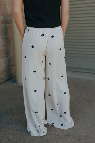 Embroidered Linen Pants
