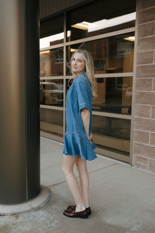 Ruffle Hem Denim Dress *final sale