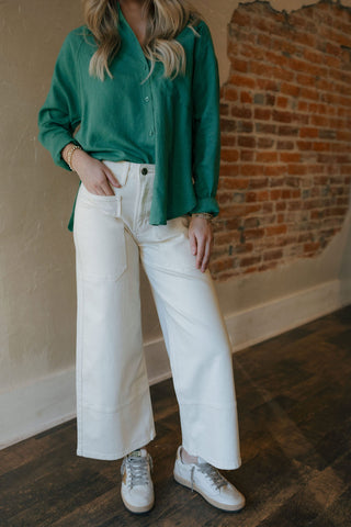 High Rise Cropped Wide Leg, Off White by JBD