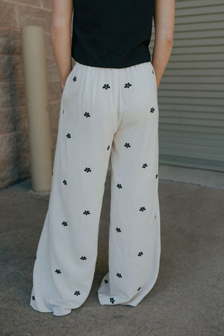 Embroidered Linen Pants