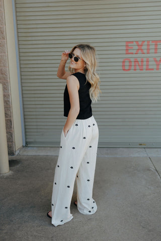 Embroidered Linen Pants