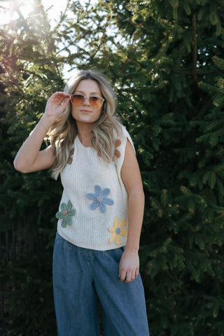 Crochet Flower Sweater Tank