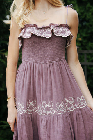 Bow Maxi Dress, Dusty Purple *final sale*