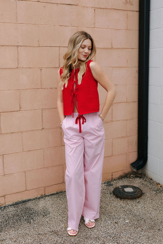 Boxer Pants, Pink Stripe
