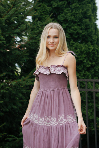 Bow Maxi Dress, Dusty Purple *final sale*